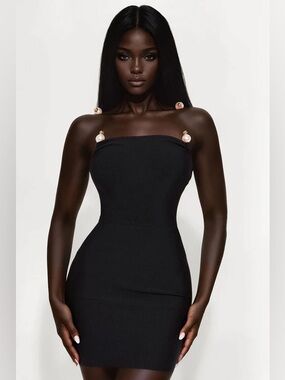 fashion nova black strapless dress Fashion Nova Black Sequin Strapless Sleeveless Mini Cocktail Gown Dress  Size 2XL main image 1